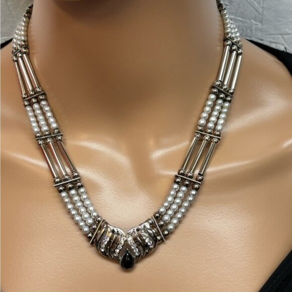 Vintage multi strand  faux pearl necklace - Picture 1 of 8